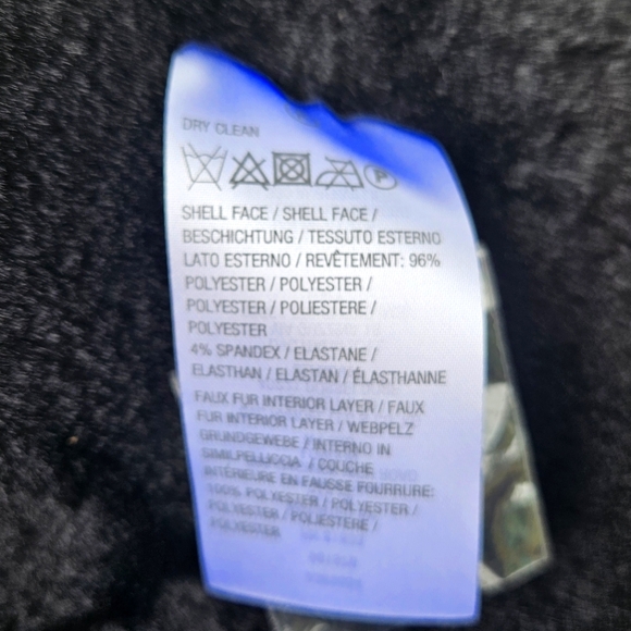 Dennis Basso Madison Avenue Jaquard Floral Print Faux Shearling Coat Hood Black - Picture 10 of 10